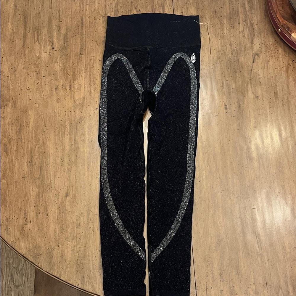 FP Movement by Free People Kids Black and Silver Heart Leggings